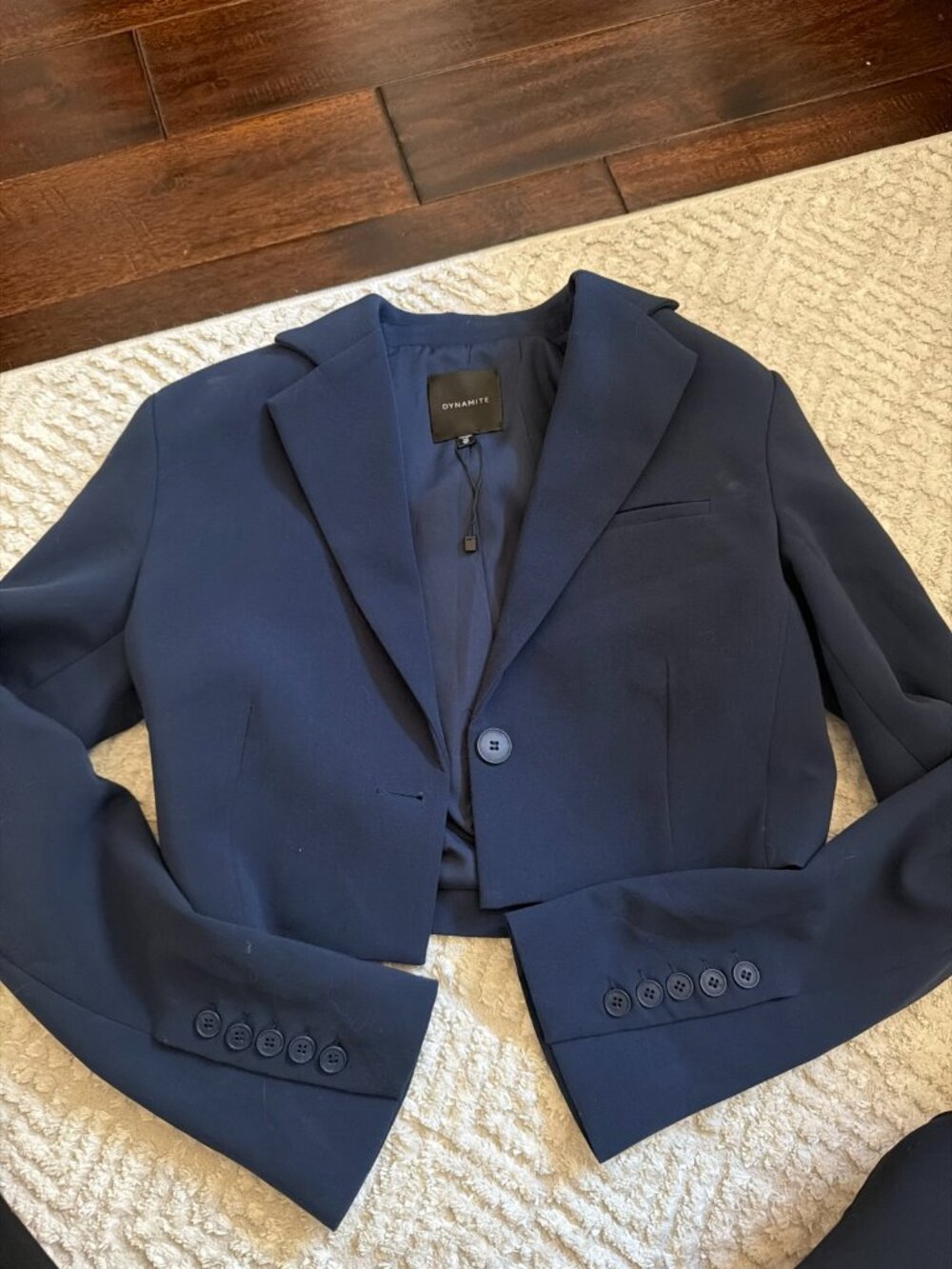 Dynamite Cropped Blazer Navy Blue Size XS